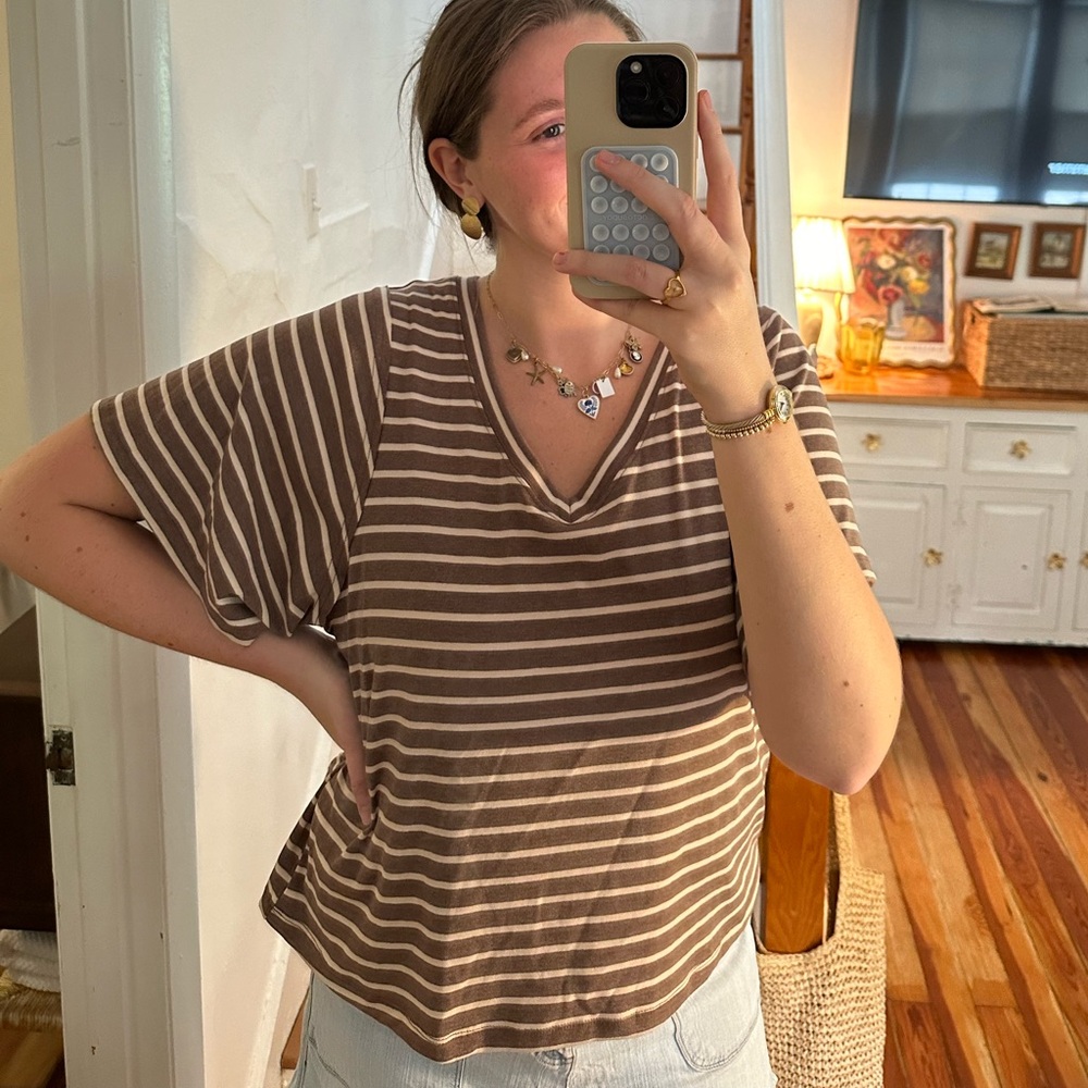 Casual Striped V-Neck Tee